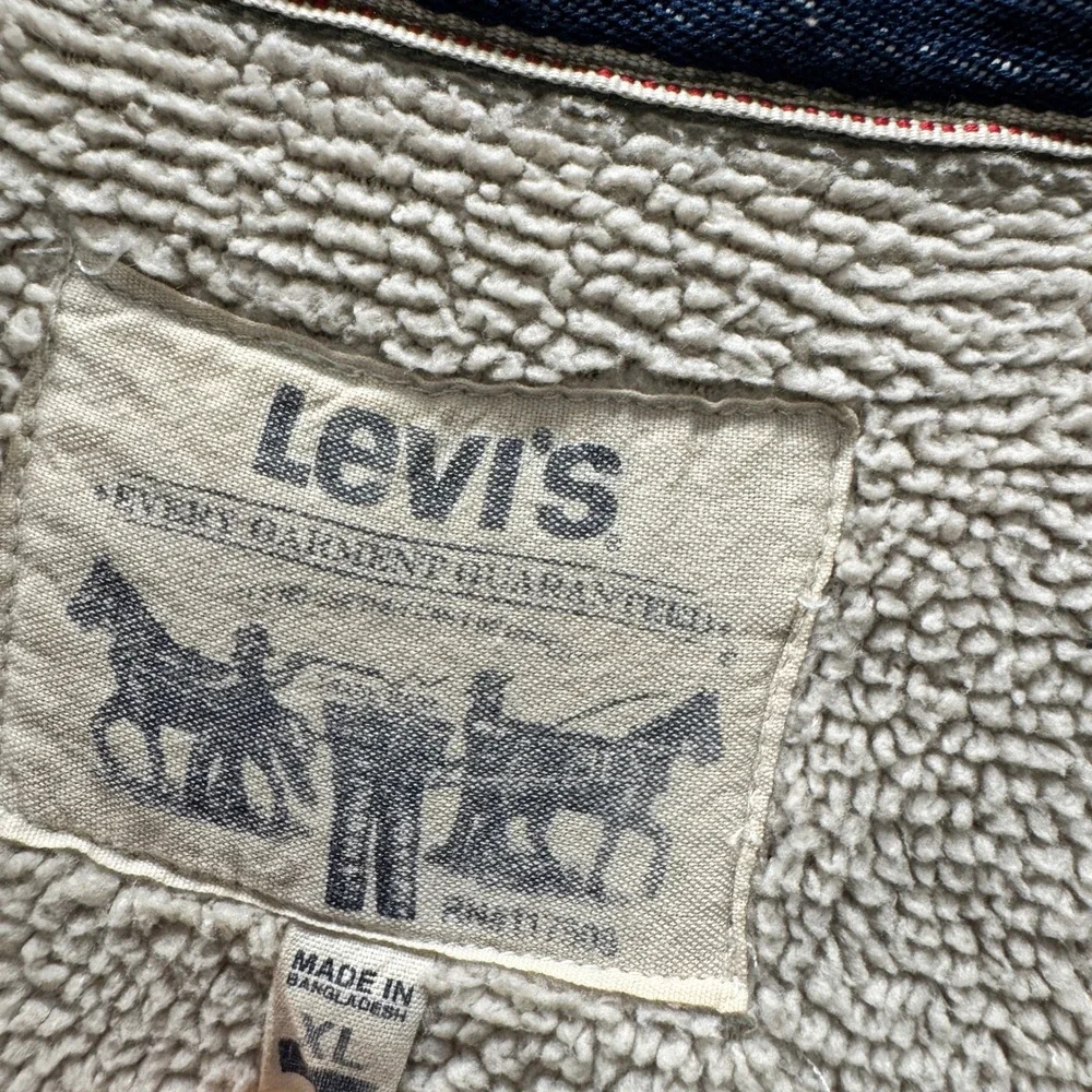Levi's Shirt Jacket Mens XL Sherpa Lined Olive Green Workwear Shacket Classic - Picture 2 of 9